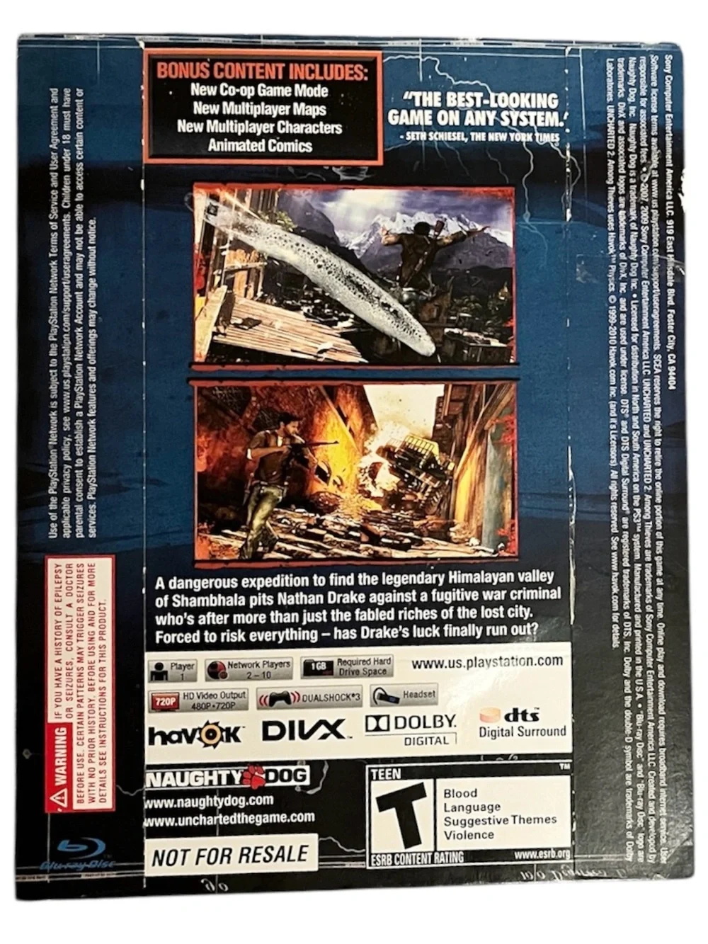 Uncharted And Uncharted 2 (Sony PS3 PlayStation 3 Game) Promo Sleeves
